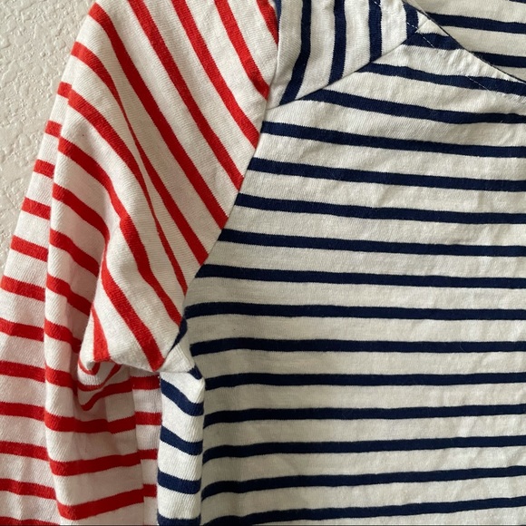 French 3/4 sleeved blue and orange striped shirt - Picture 2 of 5